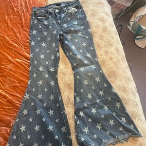 Judy blue Star Patterned Blue Flare Jeans